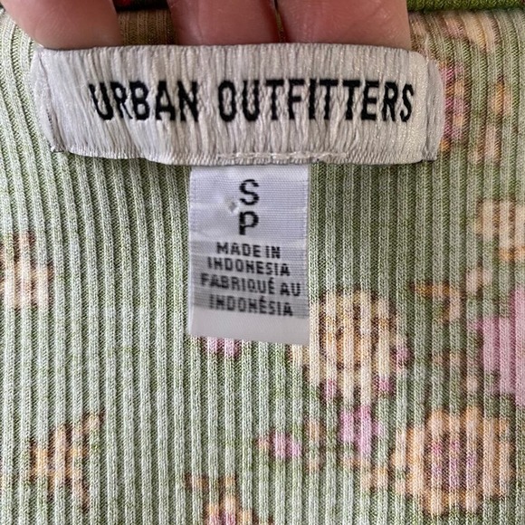 Urban Outfitters Floral Babydoll Top Women S Green Rib Knit Cottagecore Retro - Picture 5 of 10